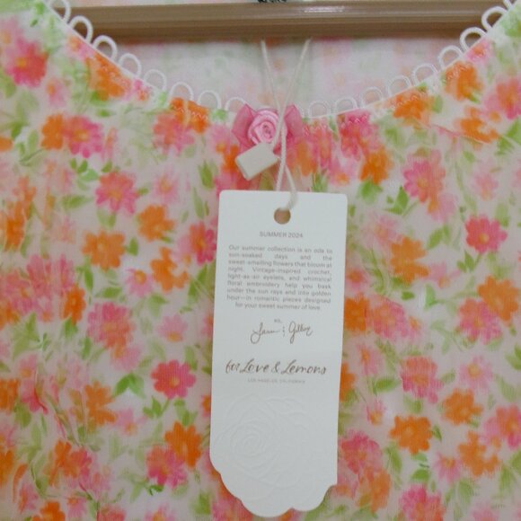 New For Love and Lemons 2 Piece Lounge Set Crop Top Thong Panties Floral M - Picture 3 of 12
